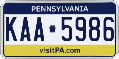 PA license plate KAA5986