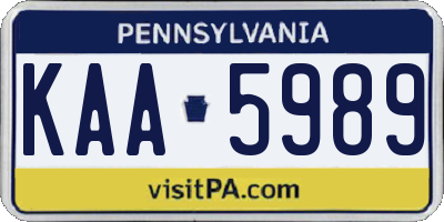 PA license plate KAA5989