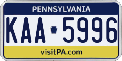 PA license plate KAA5996