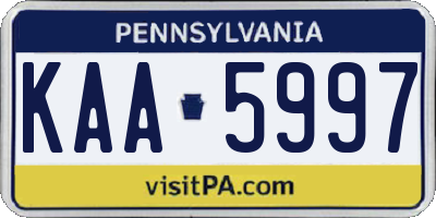 PA license plate KAA5997