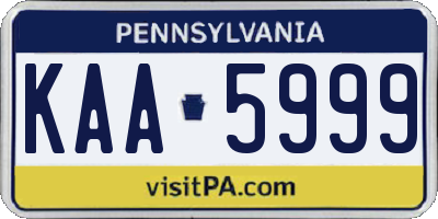PA license plate KAA5999