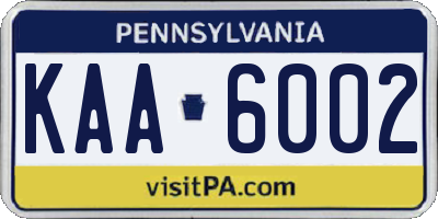 PA license plate KAA6002