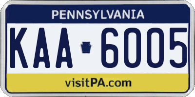 PA license plate KAA6005