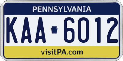 PA license plate KAA6012