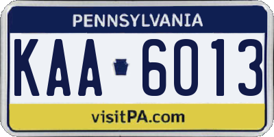 PA license plate KAA6013