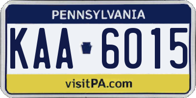 PA license plate KAA6015