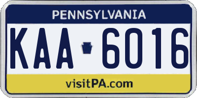 PA license plate KAA6016
