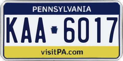 PA license plate KAA6017