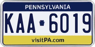 PA license plate KAA6019