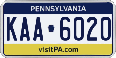 PA license plate KAA6020