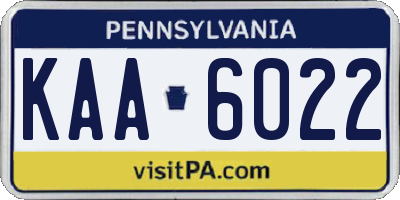 PA license plate KAA6022