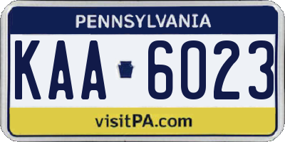 PA license plate KAA6023