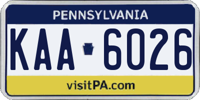 PA license plate KAA6026