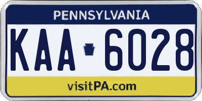 PA license plate KAA6028