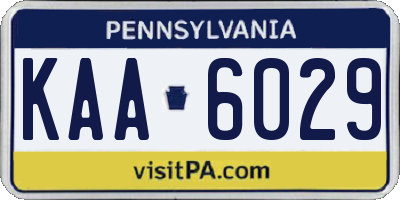 PA license plate KAA6029