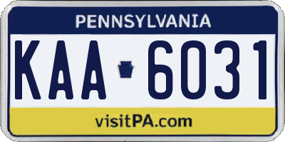 PA license plate KAA6031