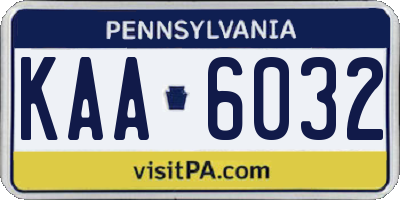 PA license plate KAA6032