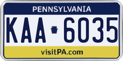PA license plate KAA6035