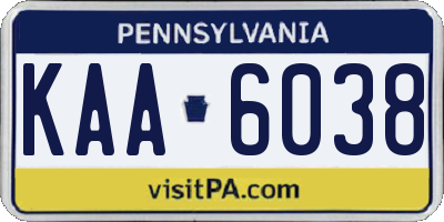 PA license plate KAA6038
