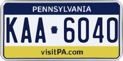 PA license plate KAA6040