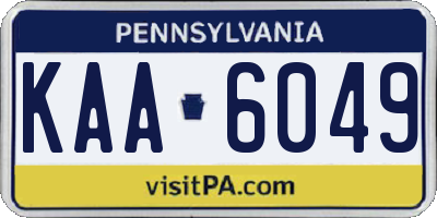 PA license plate KAA6049