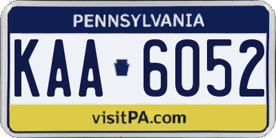 PA license plate KAA6052