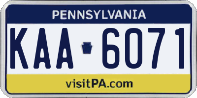 PA license plate KAA6071