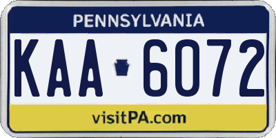 PA license plate KAA6072