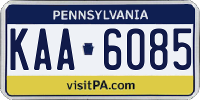 PA license plate KAA6085
