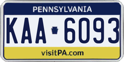 PA license plate KAA6093