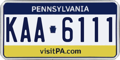 PA license plate KAA6111
