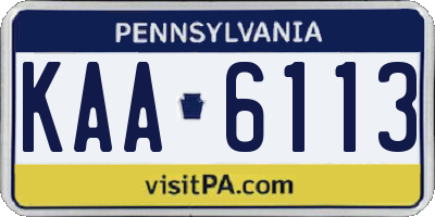 PA license plate KAA6113