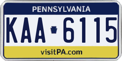 PA license plate KAA6115