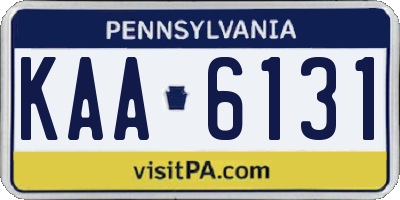 PA license plate KAA6131