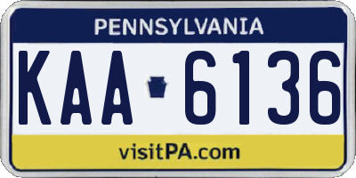 PA license plate KAA6136