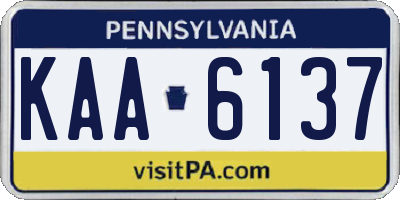 PA license plate KAA6137