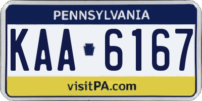 PA license plate KAA6167