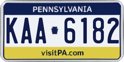 PA license plate KAA6182