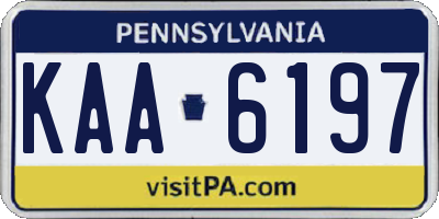 PA license plate KAA6197