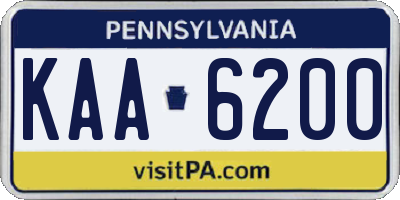 PA license plate KAA6200