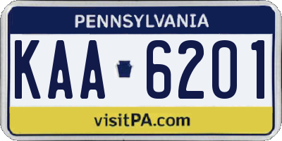 PA license plate KAA6201