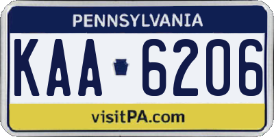 PA license plate KAA6206