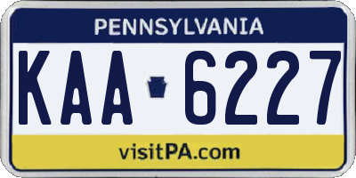 PA license plate KAA6227