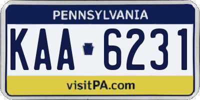 PA license plate KAA6231