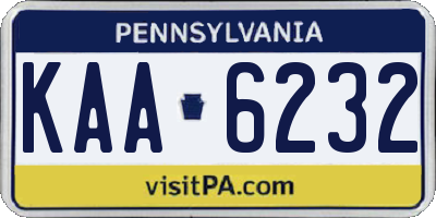 PA license plate KAA6232