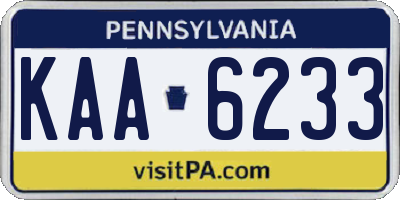 PA license plate KAA6233