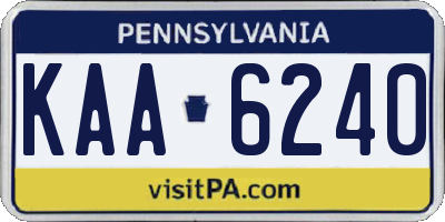 PA license plate KAA6240