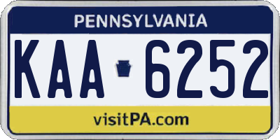 PA license plate KAA6252