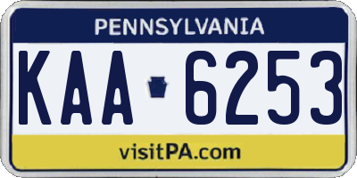PA license plate KAA6253
