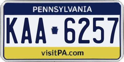 PA license plate KAA6257